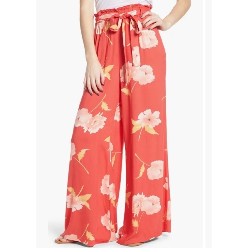Billabong Happy Dance Wide Leg Pants Womens Size Medium Floral